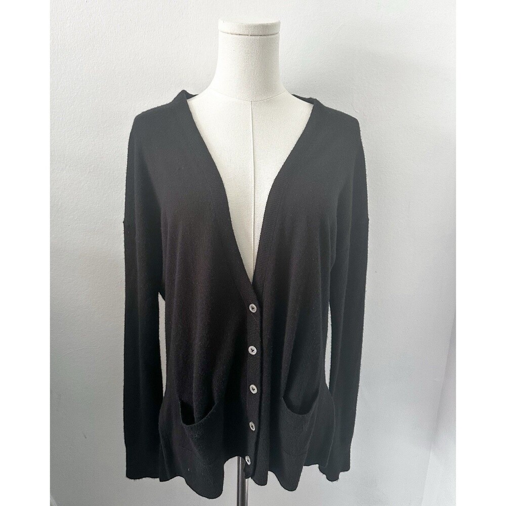 Vince Women’s 100% Cashmere V-Neck Button Up Cardigan Sweater Black - Small